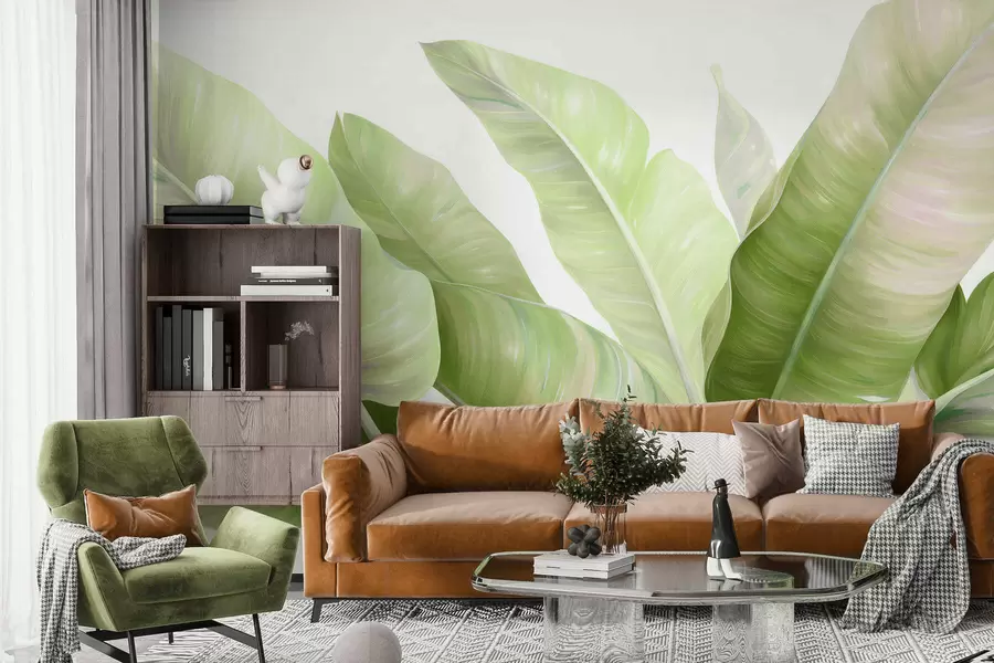 Fotobehang Grote bananenbladeren w05499