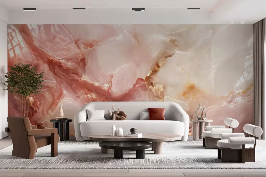 Fotobehang Imitatie van roze marmer w05519