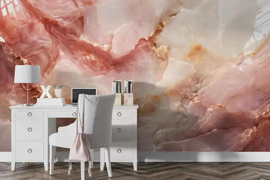 Fotobehang Imitatie van roze marmer w05519