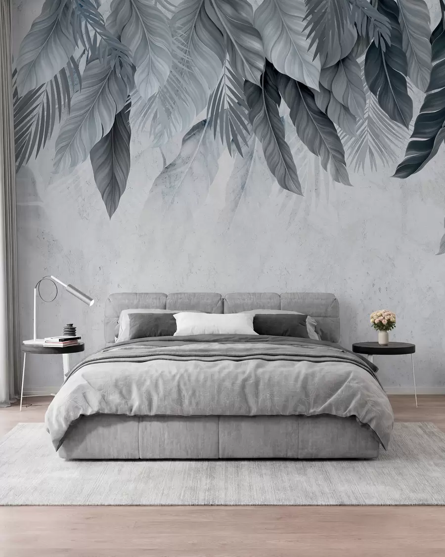 Fotobehang Tropische hangplanten op beton w05521v1
