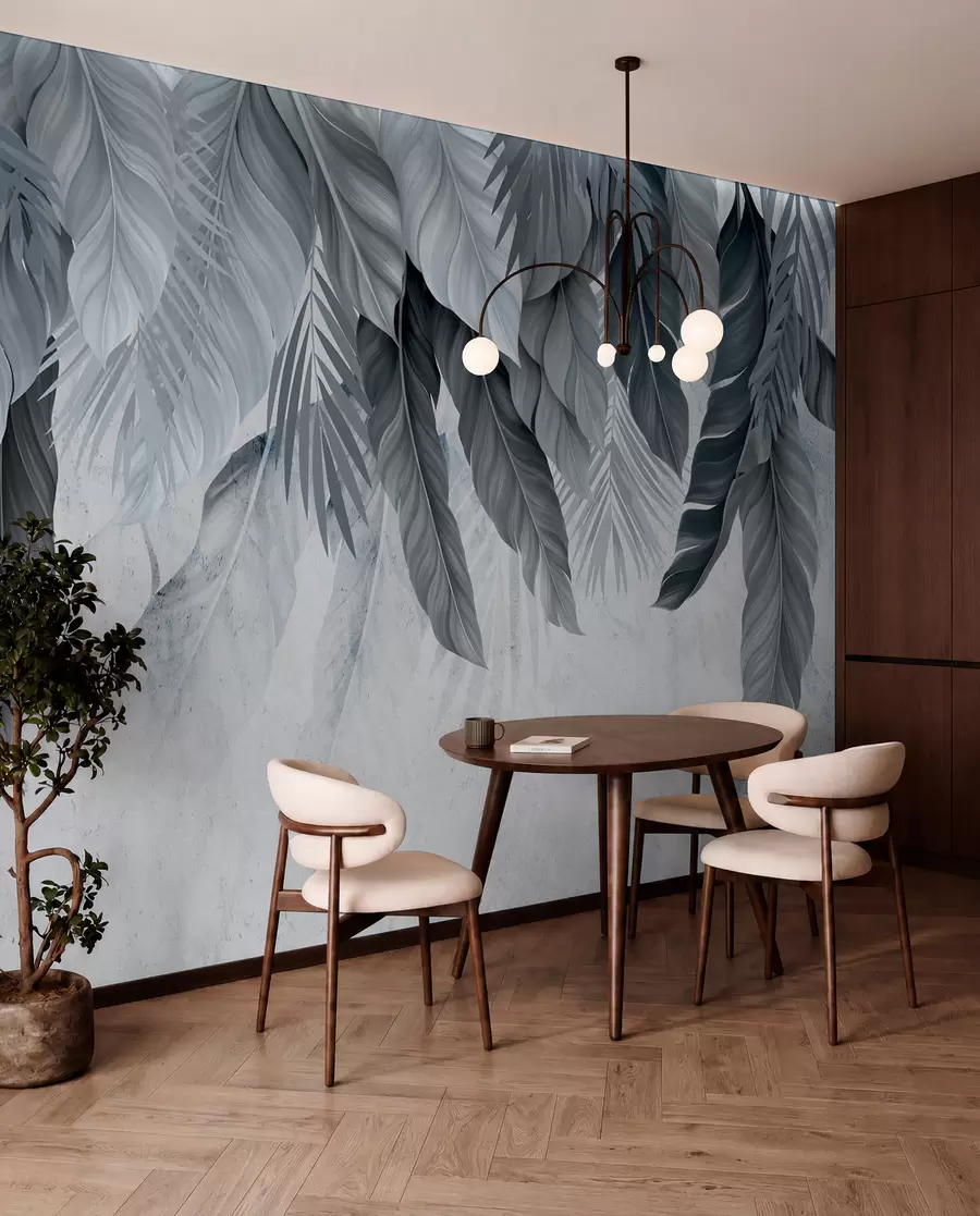 Fotobehang Tropische hangplanten op beton w05521v1