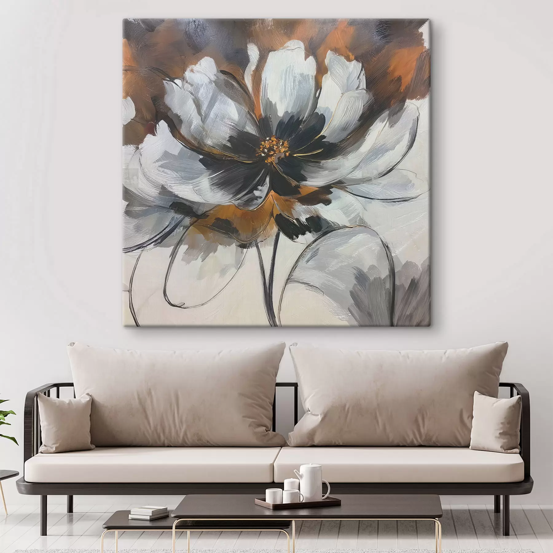  Schilderijen Abstracte voorstelling met een bloem s48696