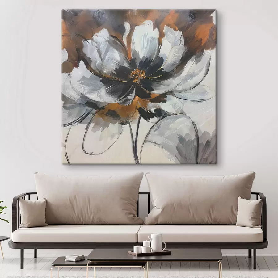  Schilderijen Abstracte voorstelling met een bloem s48696