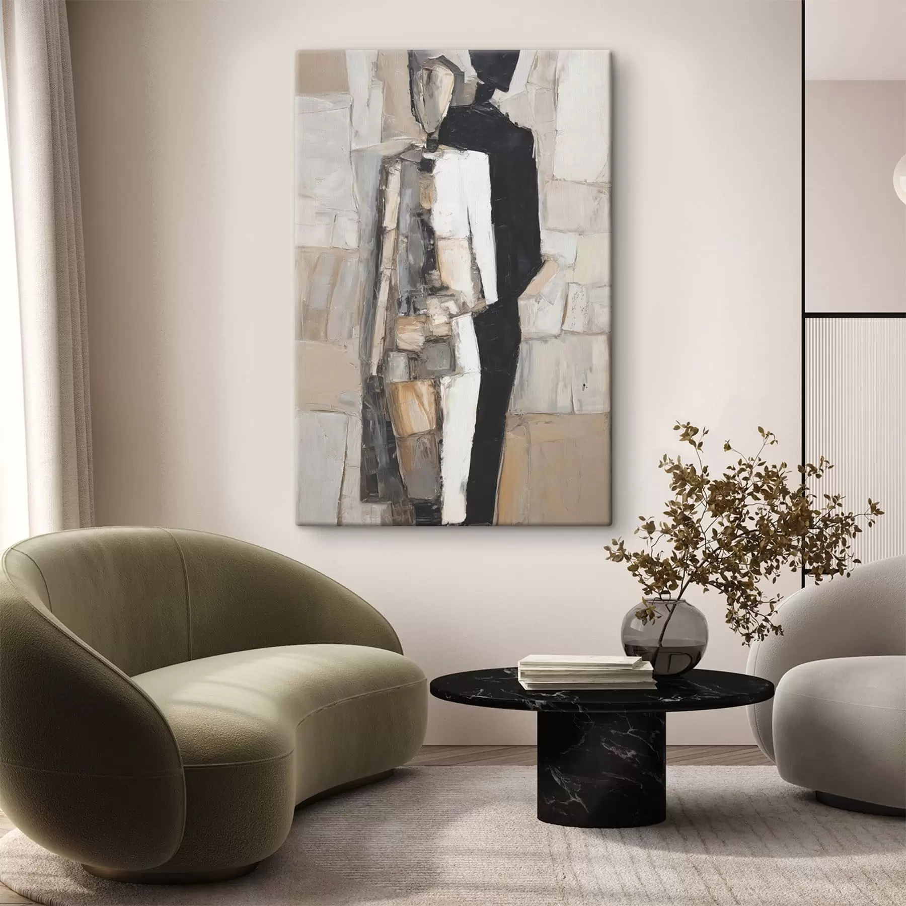  Schilderijen Abstracte silhouetten van een stel s48924