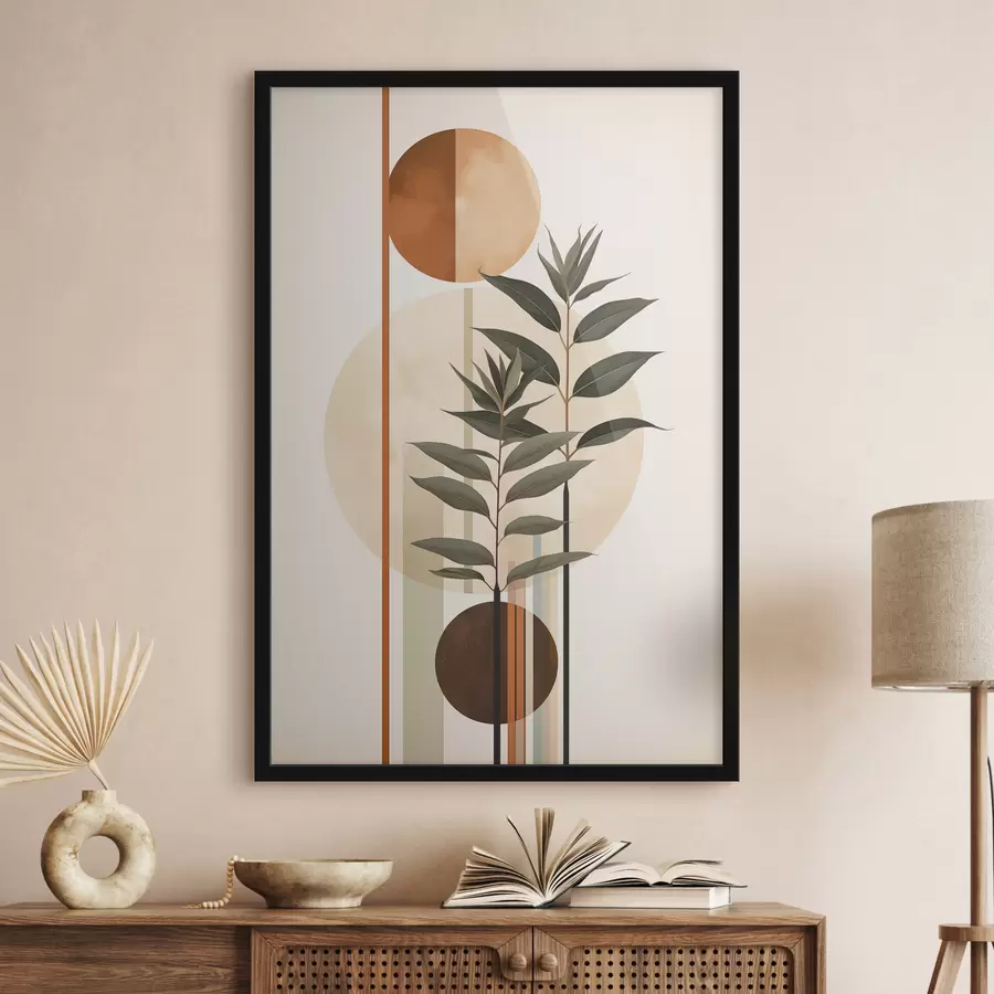 Fotobehang Abstracte planten met cirkels en lijnen f48928