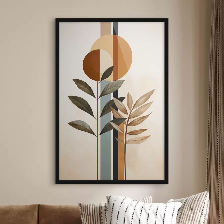 Fotobehang Abstracte planten met cirkels en lijnen f48929