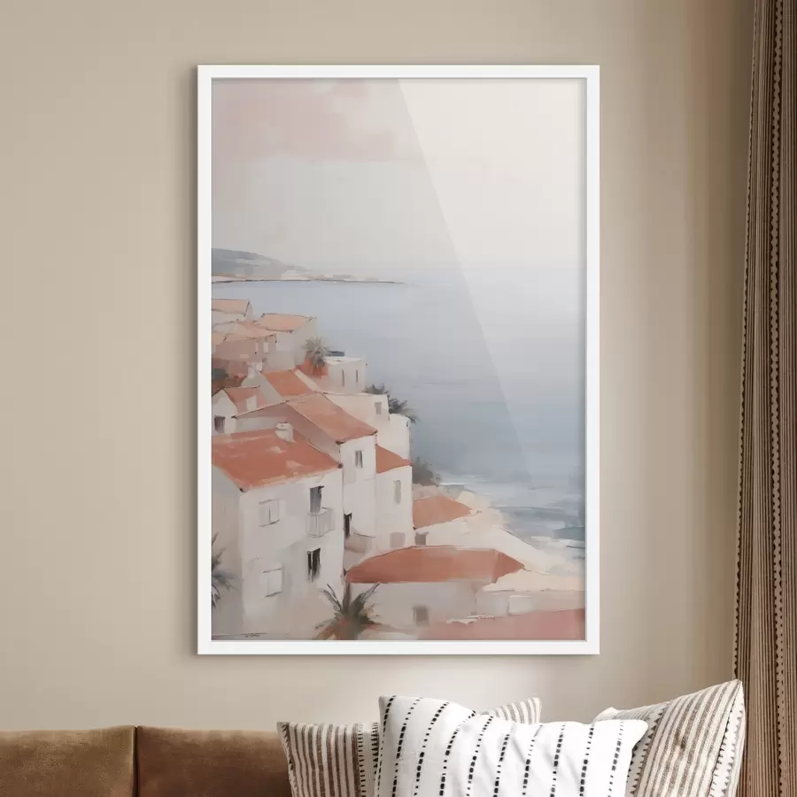 Fotobehang Landschap van een stad aan zee f48974