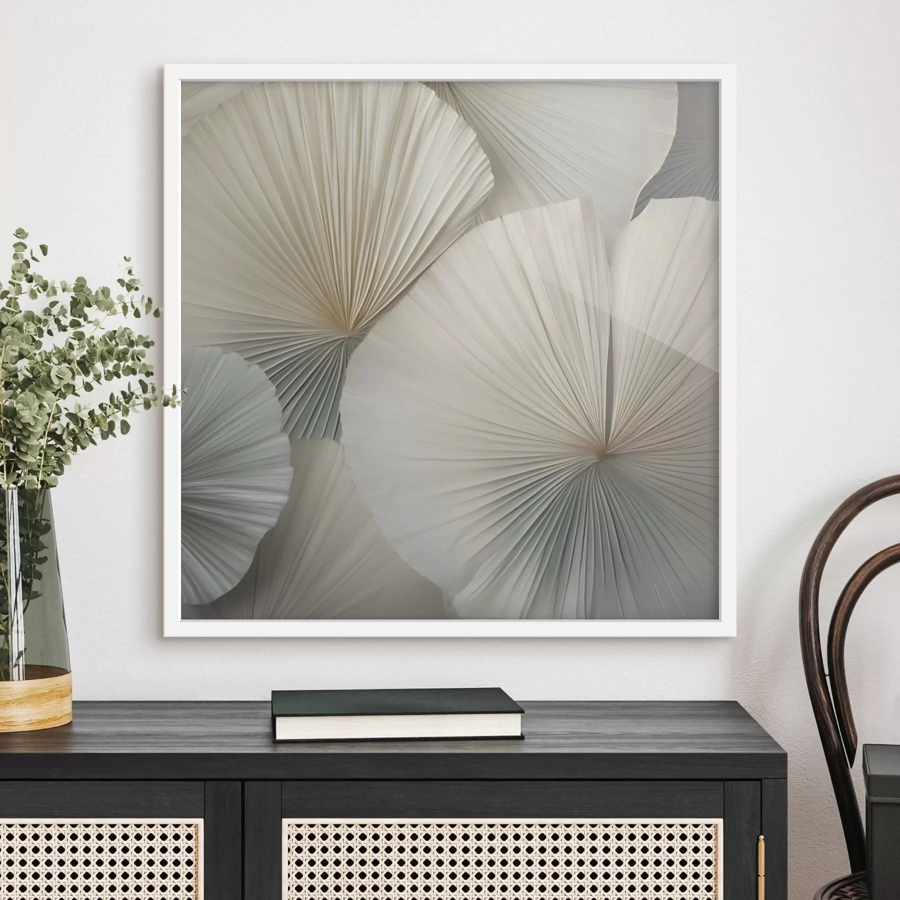 Fotobehang Lichte, waaiervormige palmbladeren f48978
