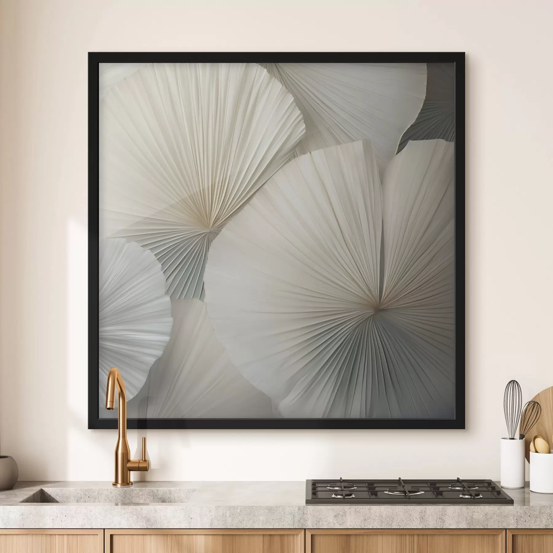 Fotobehang Lichte, waaiervormige palmbladeren f48978