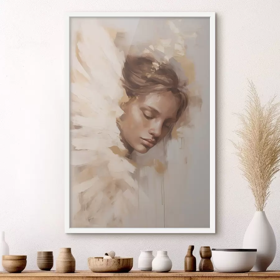 Fotobehang Meisje met een engelenvleugel f48980