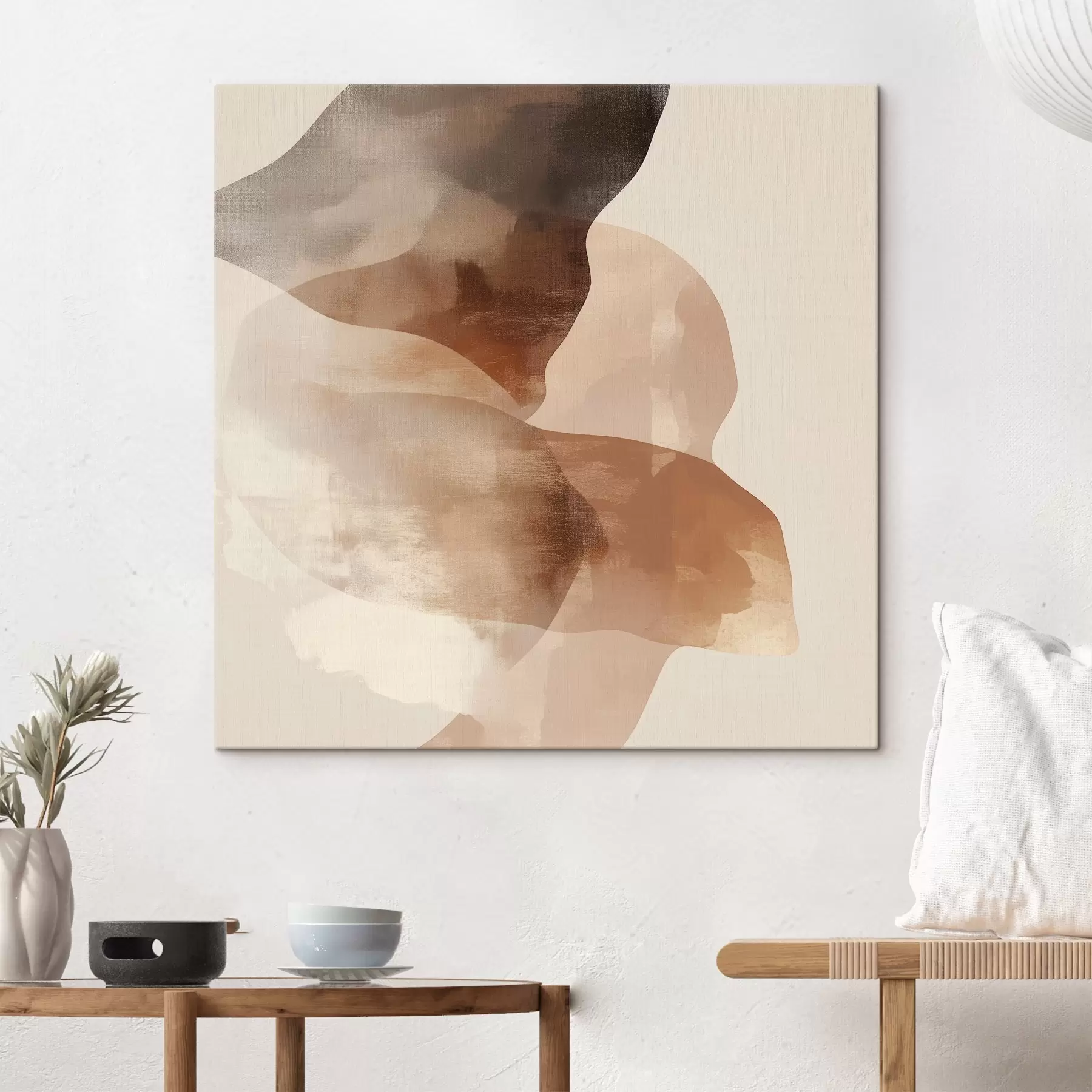  Schilderijen Abstracte compositie in warme bruin-beige tinten s48835