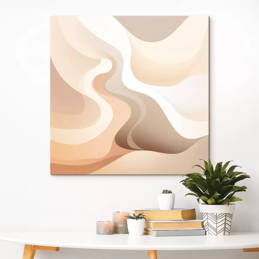  Schilderijen Een harmonie van gebogen vormen en crèmekleurige tinten in de stijl van hedendaagse kunstillustraties s48846