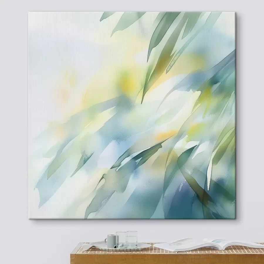  Schilderijen Vage natuurlijke vormen en subtiele turquoise tinten in een artistieke posterstijl s48850