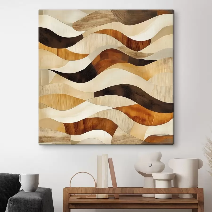  Schilderijen Een esthetiek van organische lijnen en natuurlijke houttinten in de stijl van een artistieke poster s48852