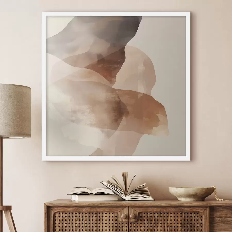 Fotobehang Abstracte compositie in warme bruin-beige tinten f48835