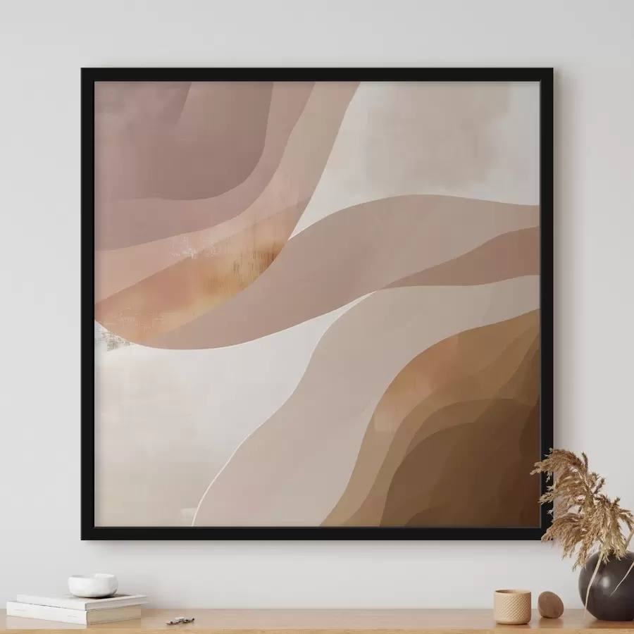 Fotobehang Abstracte golvende vormen in een koffiebruin kleurenpalet f48836