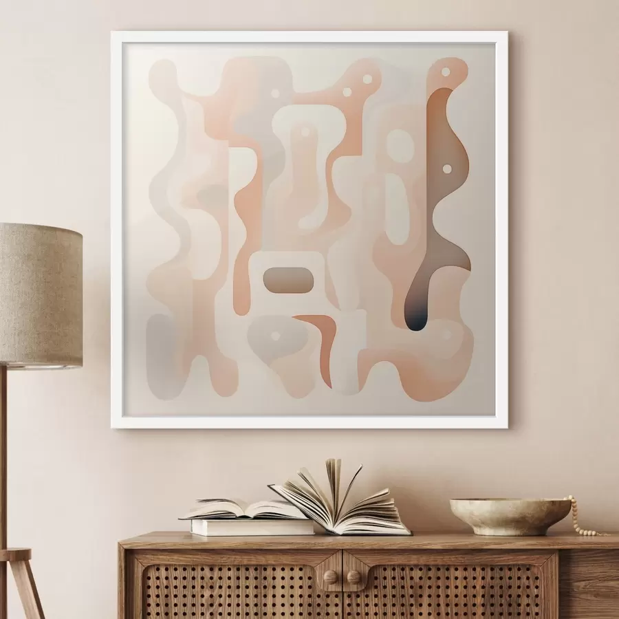 Fotobehang Een harmonie van vloeiende vormen en een natuurlijk kleurenpalet in de stijl van hedendaagse kunstillustraties f48845