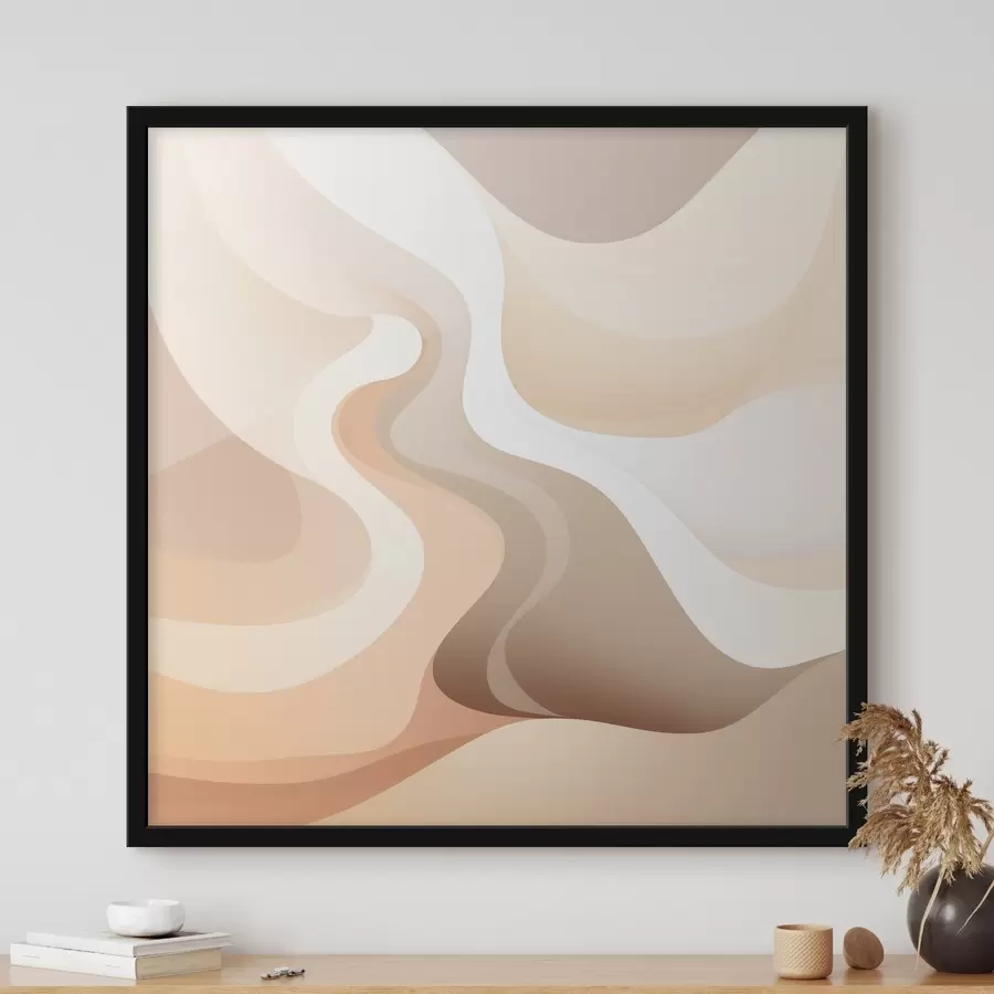 Fotobehang Een harmonie van gebogen vormen en crèmekleurige tinten in de stijl van hedendaagse kunstillustraties f48846