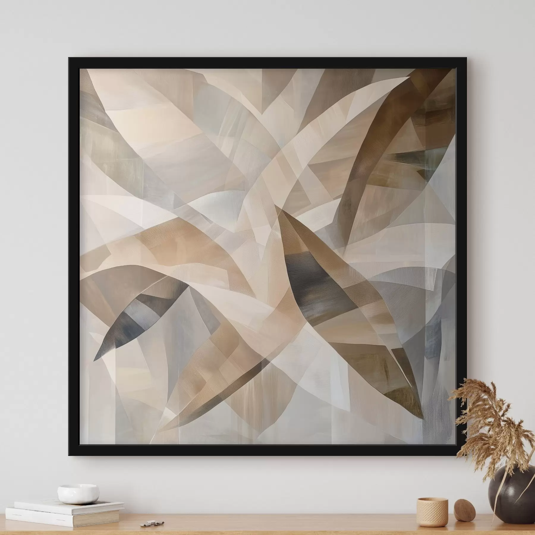 Fotobehang Plantmotieven in warme, natuurlijke tinten in een artistieke posterstijl f48847
