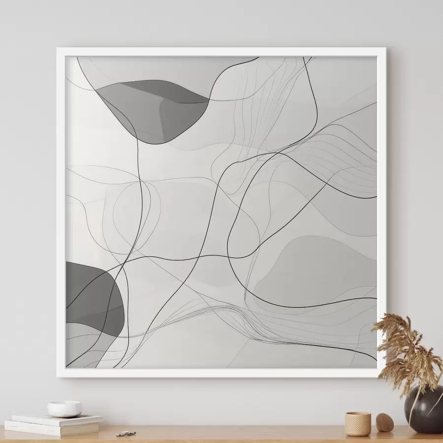 Fotobehang Minimalistisch abstract tafereel met dunne lijnen en zachte schaduwen f48853
