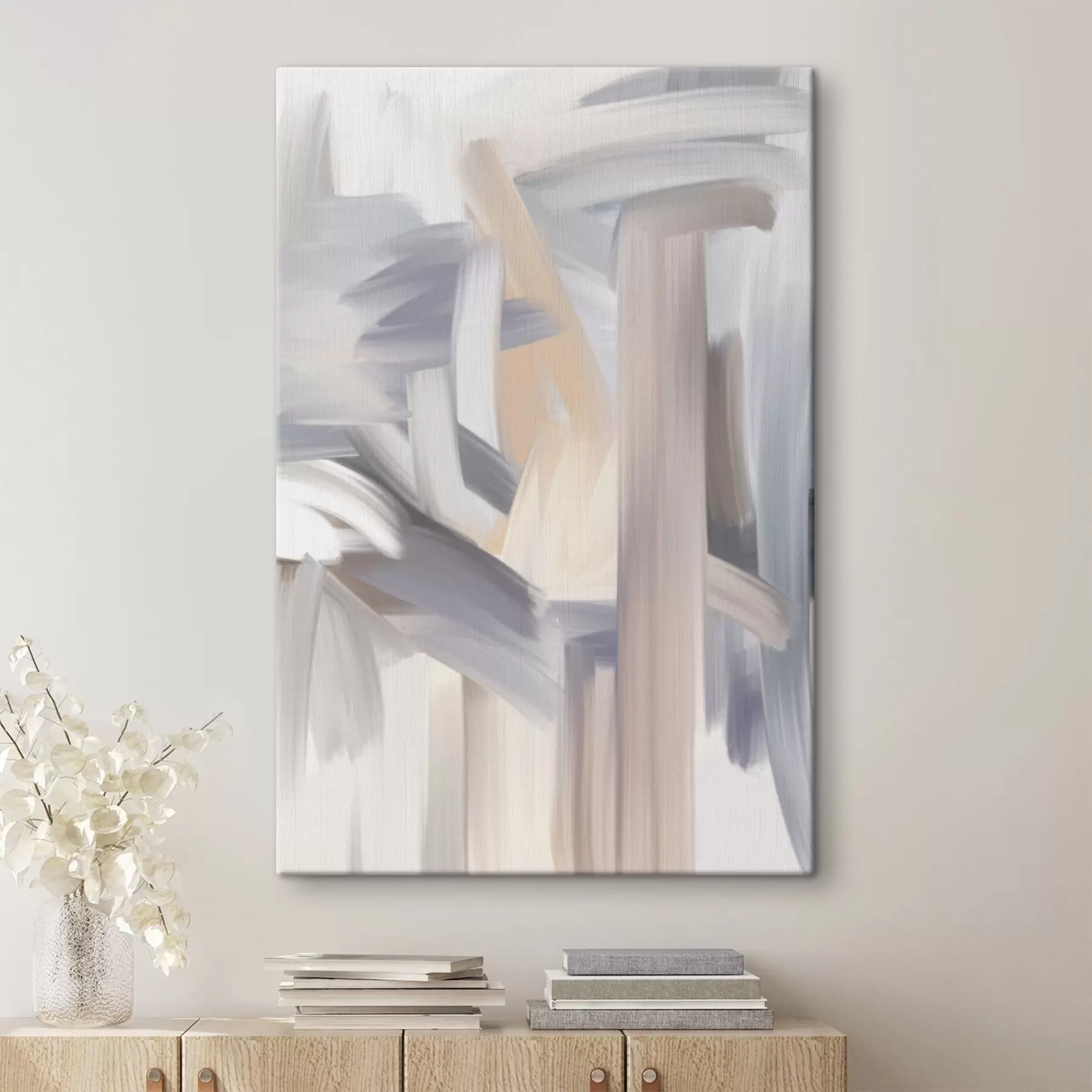  Schilderijen een abstract schilderij in lichte kleuren s49000