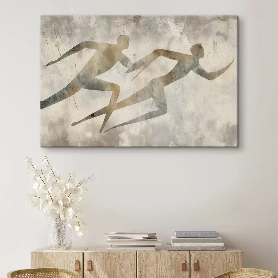  Schilderijen abstractie van twee rennende figuren s49005