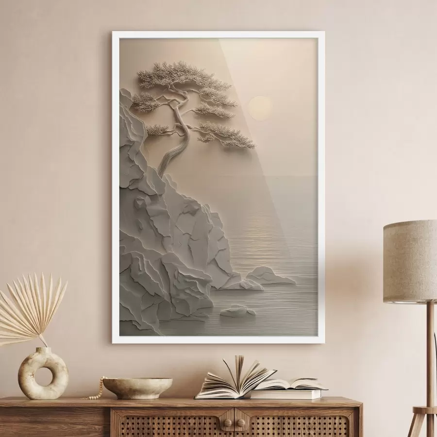 Fotobehang Boom boven zee f49001