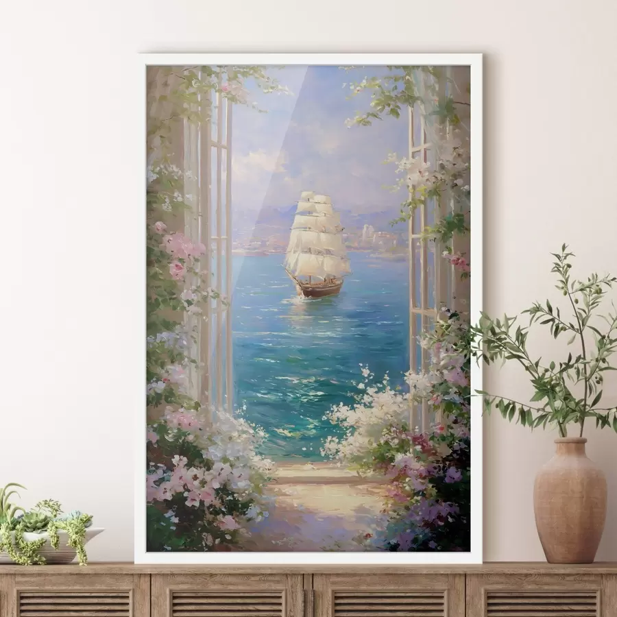 Fotobehang een bloemrijke afbeelding van het schip f49004