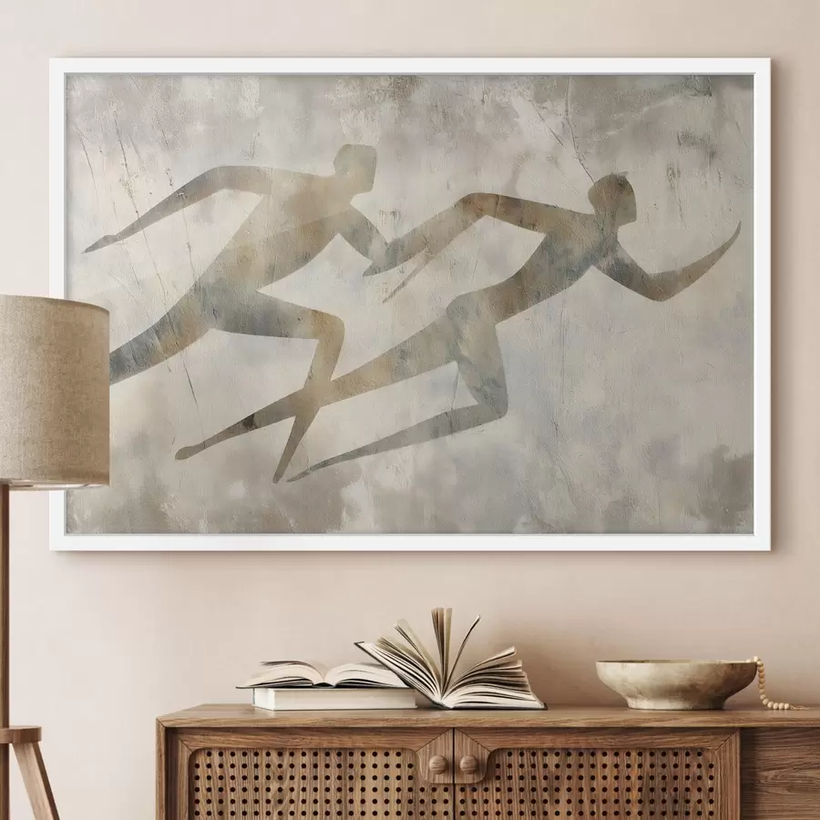 Fotobehang abstractie van twee rennende figuren f49005