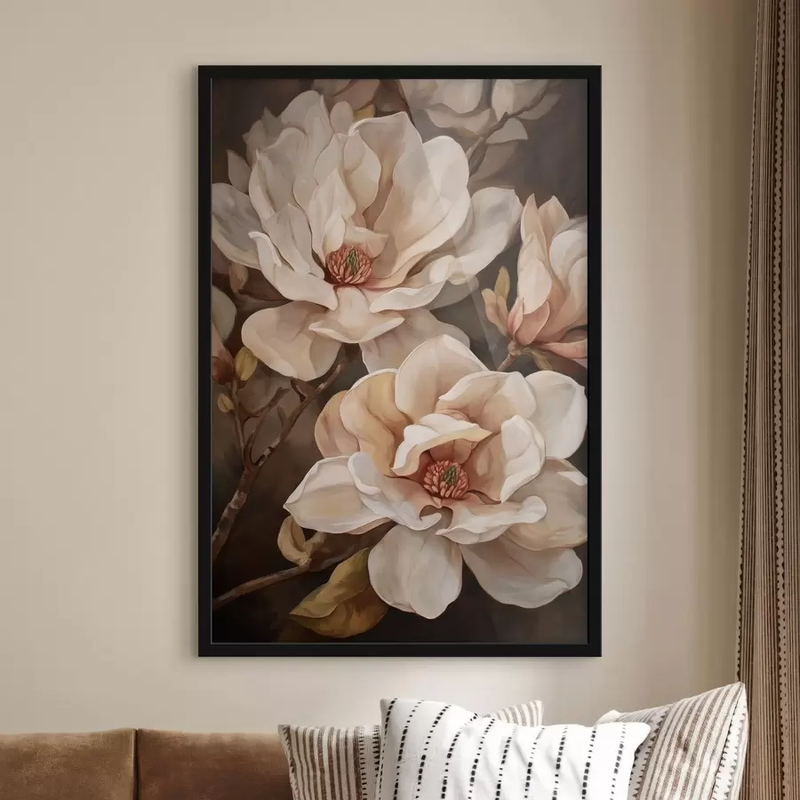 Fotobehang Tak met magnoliabloemen f49015