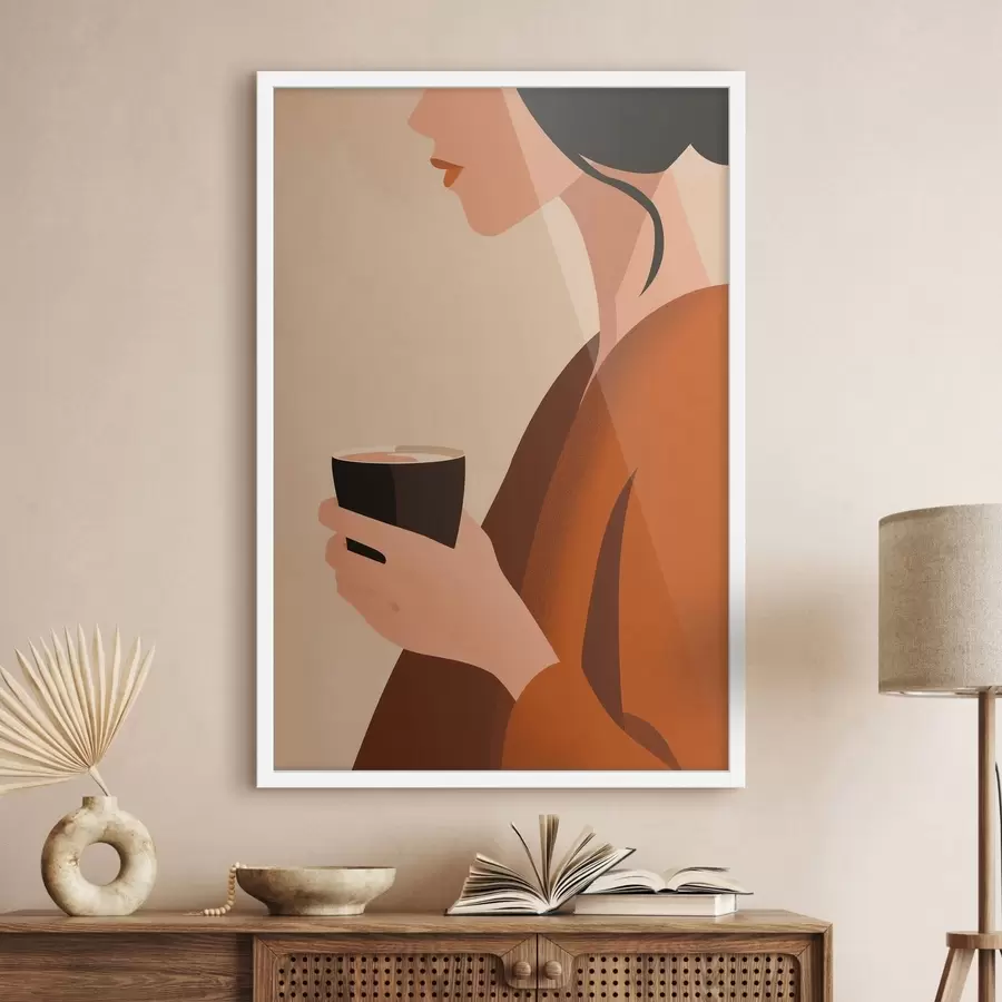 Fotobehang Vrouw met kopje – Minimal f49019