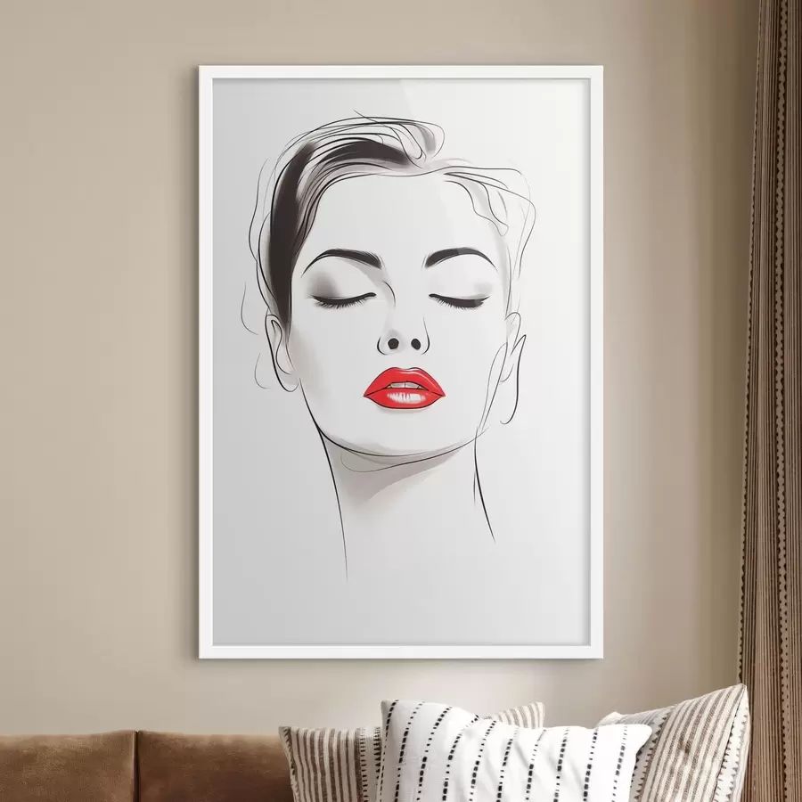 Fotobehang Minimalistische lijntekeningen van gezichten f49025