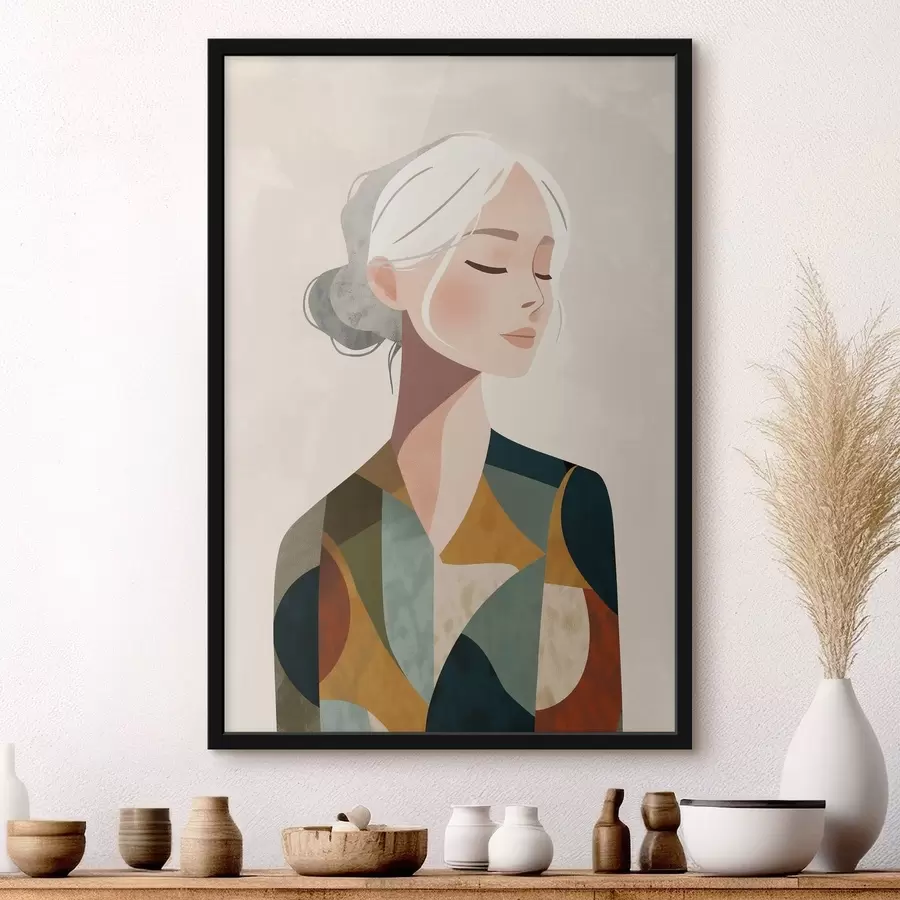 Fotobehang Vrouw in geometrische stijl f49029