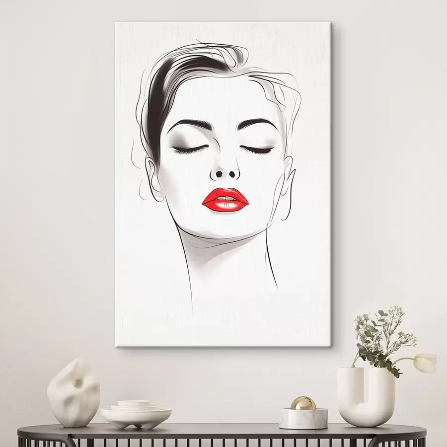  Schilderijen Minimalistische lijntekeningen van gezichten s49025