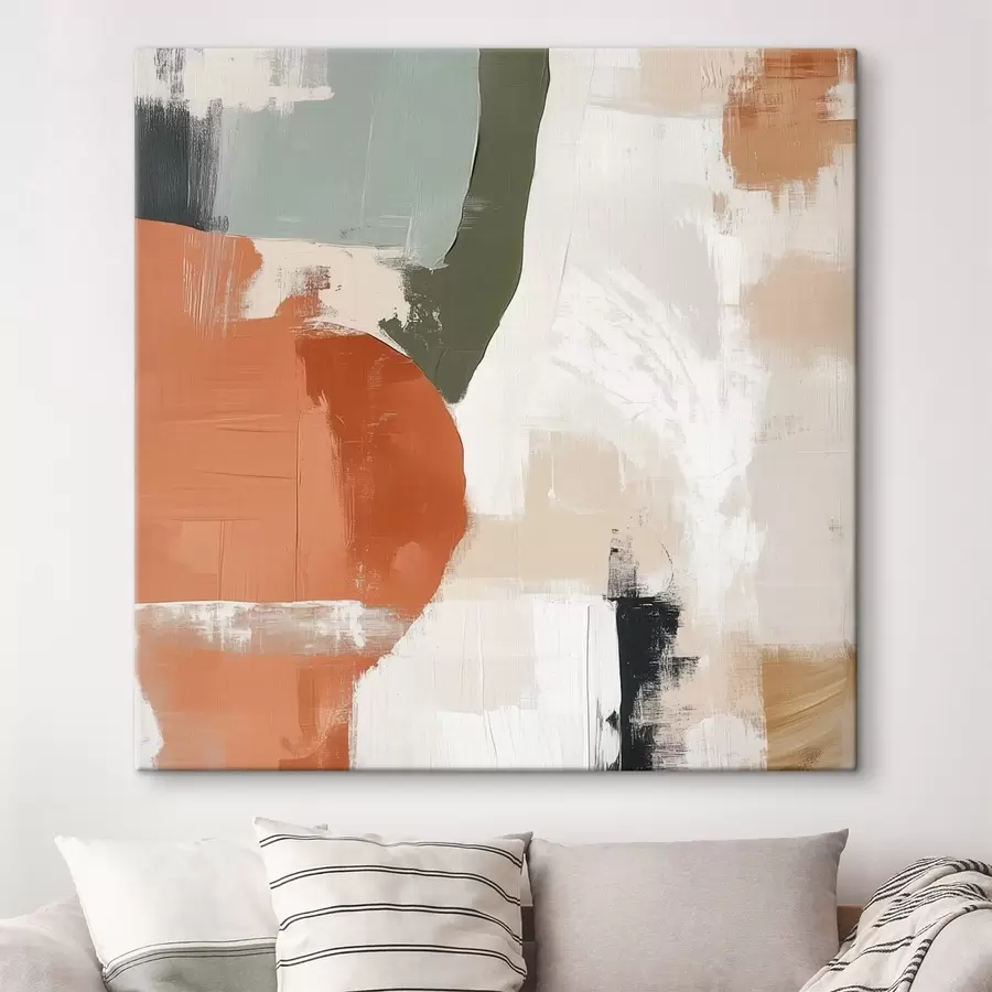  Schilderijen Een combinatie van geometrische vormen en vloeiende lijnen in een eigentijdse abstracte stijl s48868