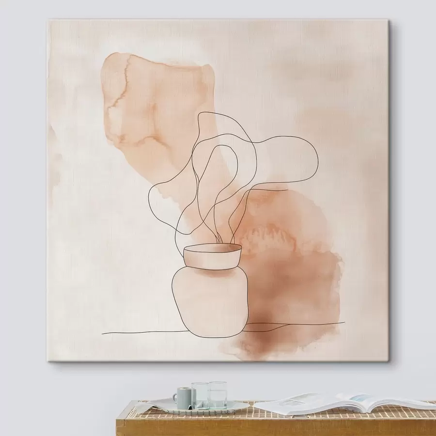  Schilderijen Een sobere compositie met een vaas en grafische lijnen in minimalistische stijl s48869