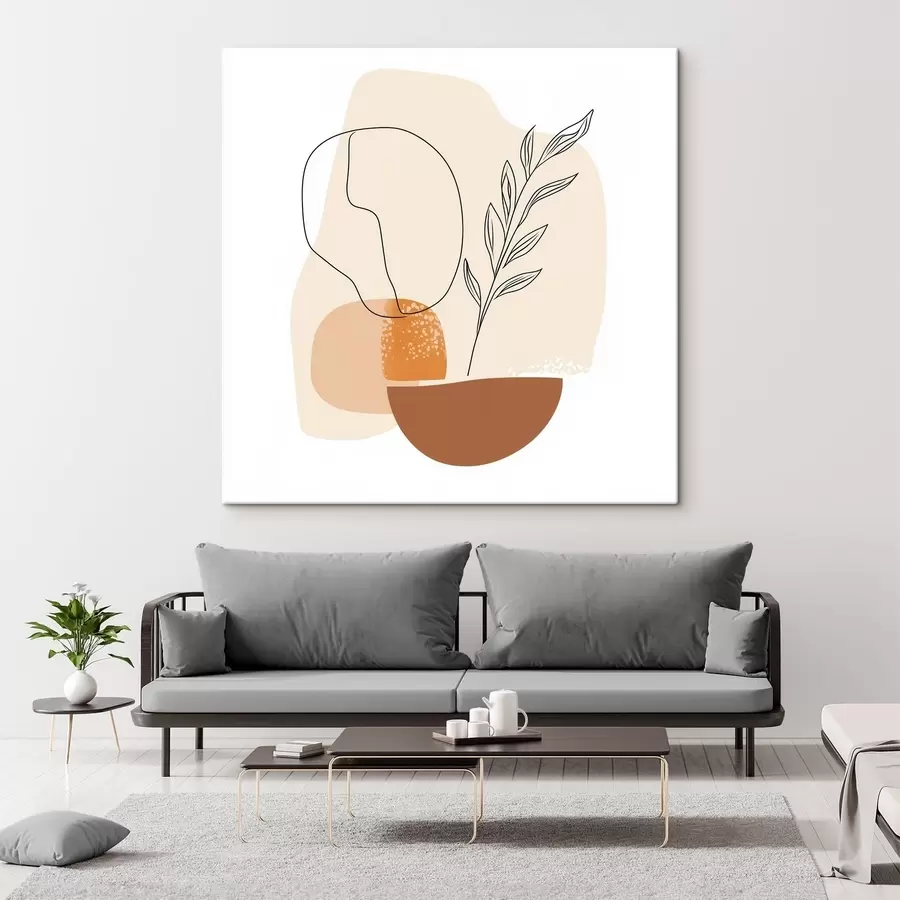  Schilderijen Stilleven met grafische accenten en pastelkleurige vormen in een hedendaagse kunststijl s48872