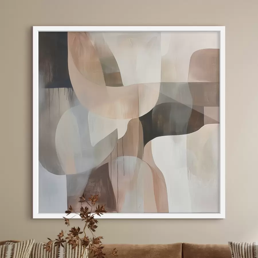 Fotobehang Abstracte compositie in een warm beige-koraalkleurig palet f48859