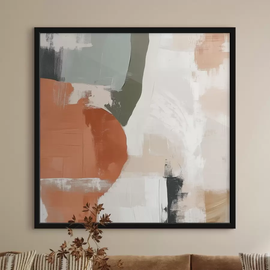 Fotobehang Een combinatie van geometrische vormen en vloeiende lijnen in een eigentijdse abstracte stijl f48868