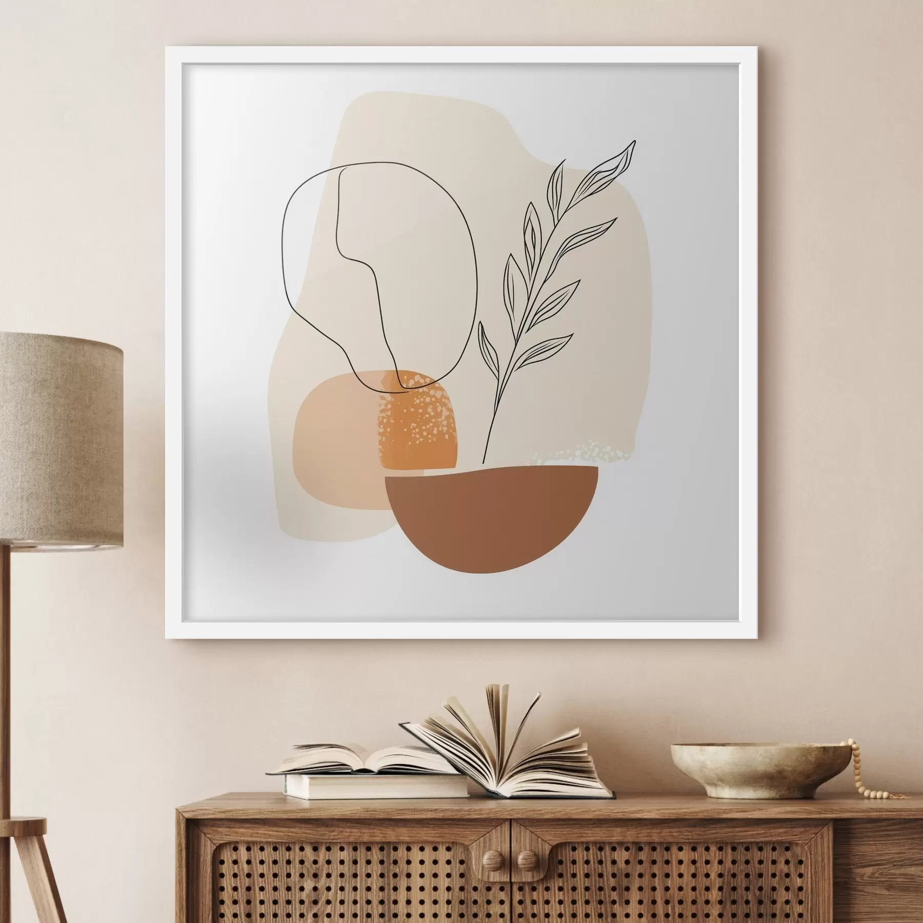 Fotobehang Stilleven met grafische accenten en pastelkleurige vormen in een hedendaagse kunststijl f48872