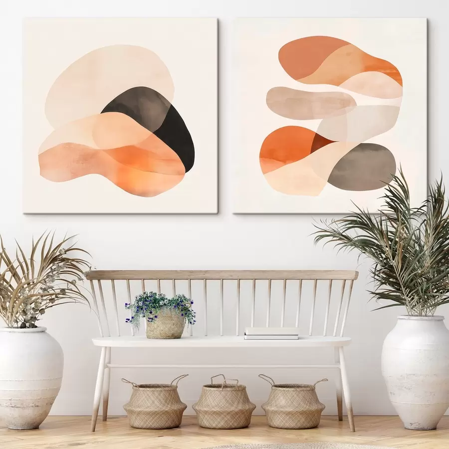  Schilderijen Een compositie van zachte, ronde vormen en subtiele schaduwen in de stijl van een artistieke poster m30358