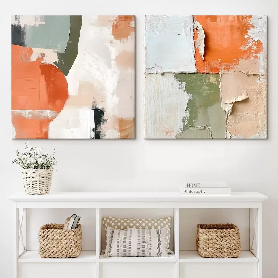  Schilderijen Abstracte kunst met gelaagde verf en contrasterende kleurvlakken m30360