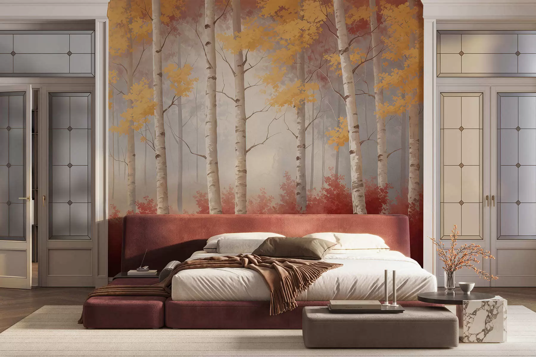 Fotobehang Herfst in de mist w05577