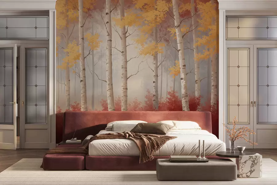 Fotobehang Herfst in de mist w05577