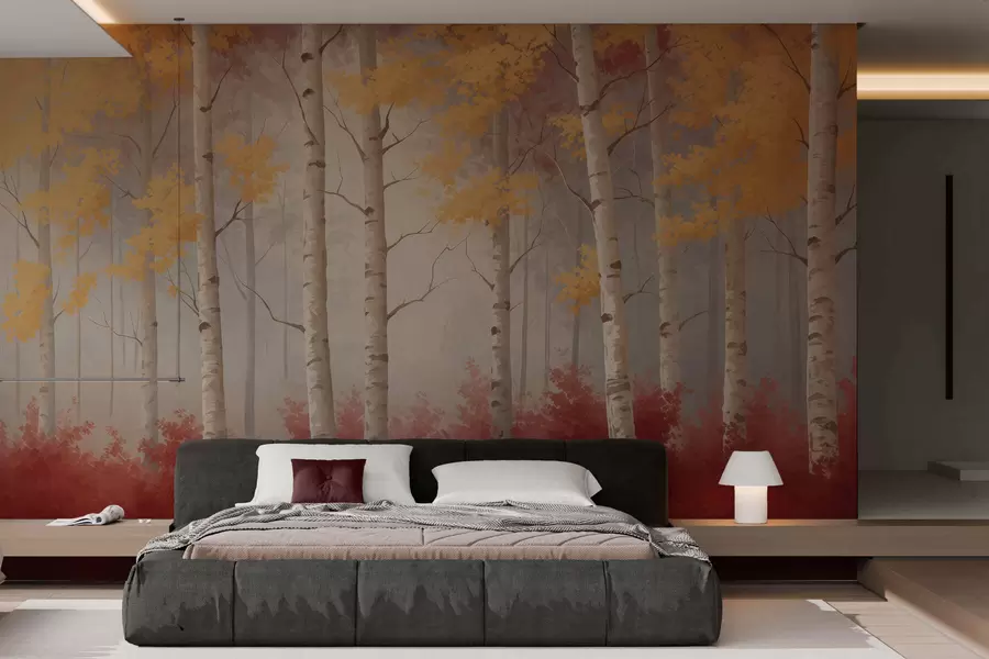 Fotobehang Herfst in de mist w05577