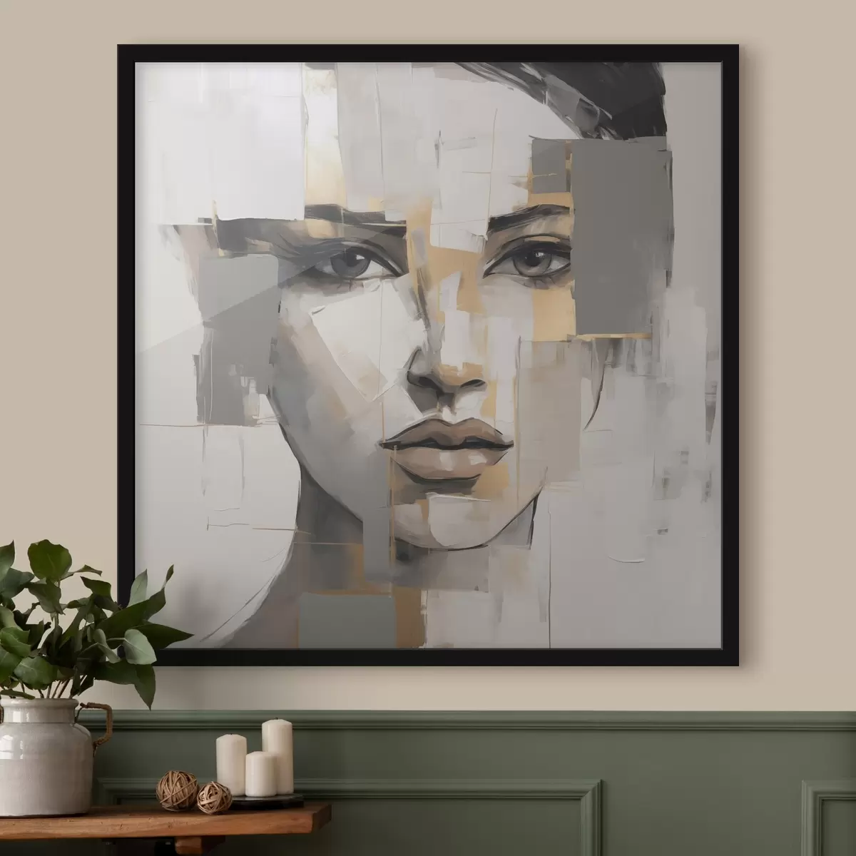 Poster Abstract vrouwelijk portret, imitatie van een schilderij f49056