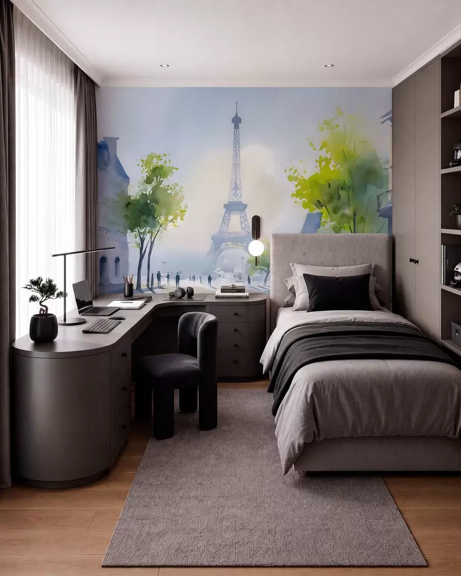 Fotobehang Parijs, een stadsgezicht in aquarelstijl à la prima w05566