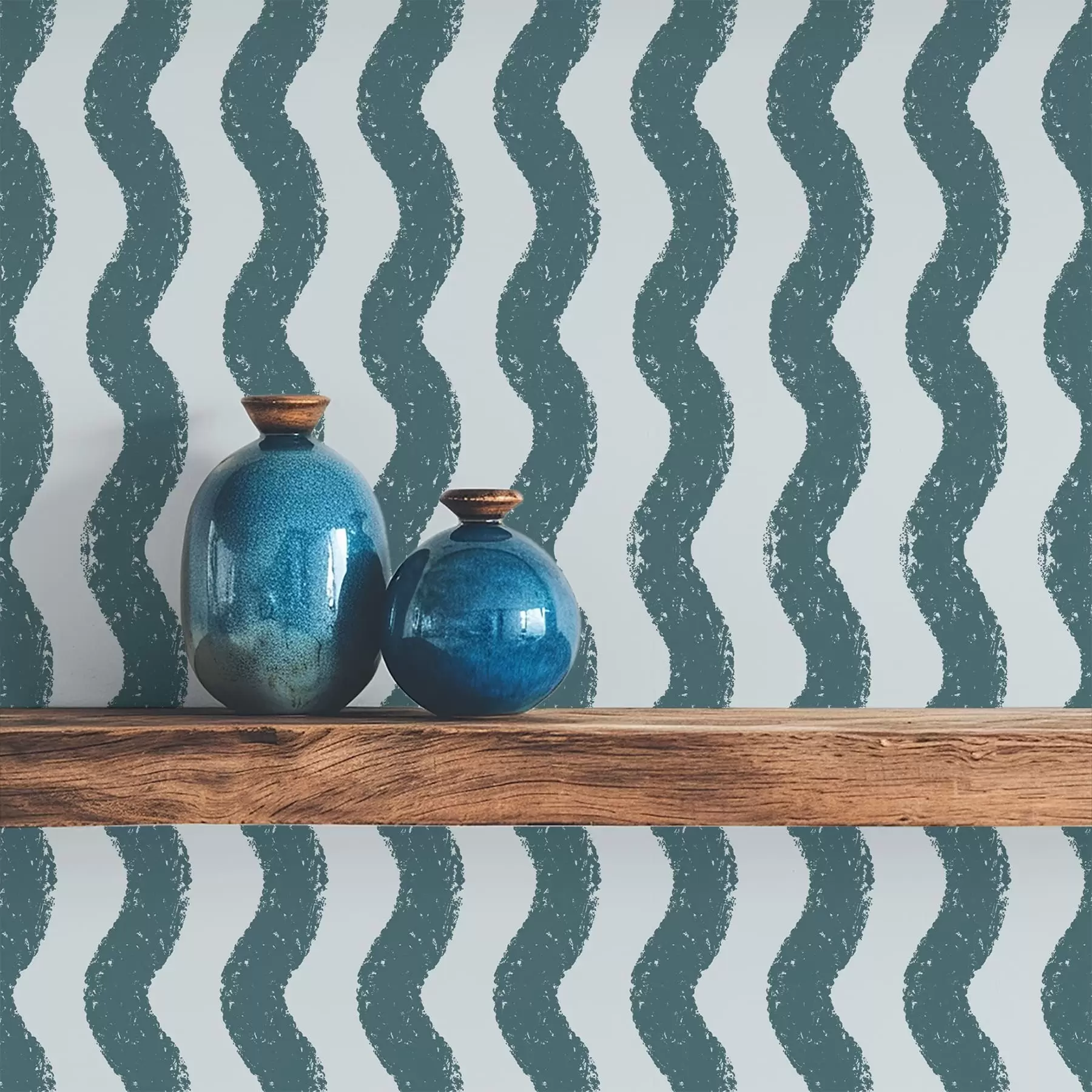 Fotobehang Golvend donkerblauwgroen patroon op een lichte achtergrond a01188v3