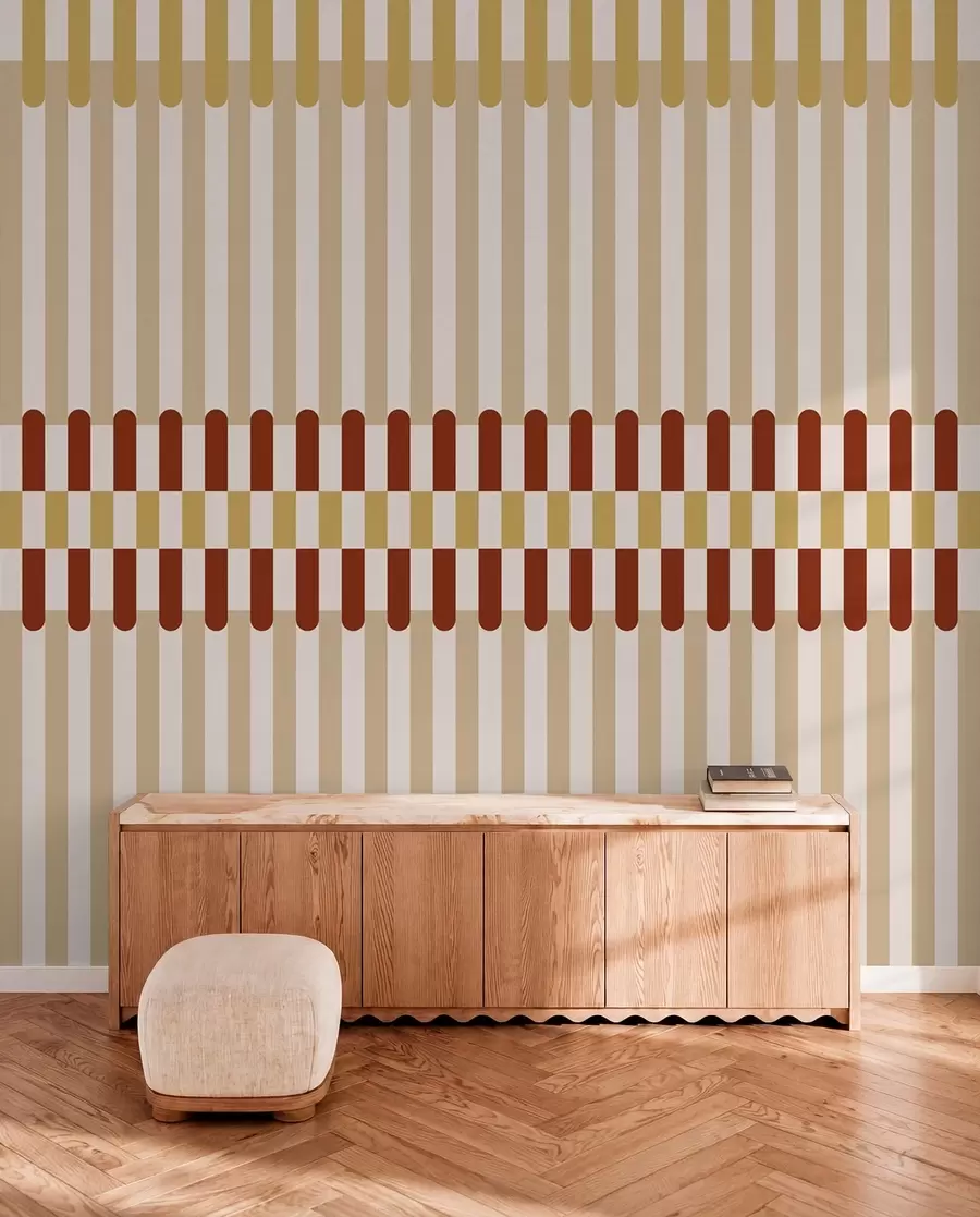 Fotobehang Gestreepte motief in beige- en terracottatinten w05150v3