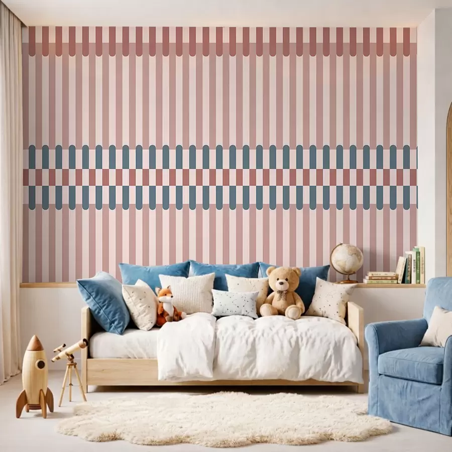 Fotobehang Gestreepte motief in roze en blauwe tinten w05150v5